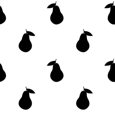 Beyaz arka planda siyah armut silueti olan kusursuz bir desen.