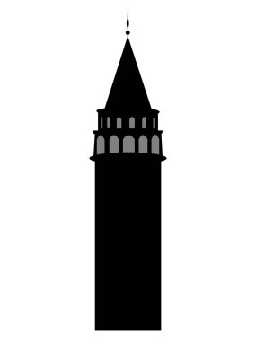İstanbul 'daki galata kulesinin siyah silueti.