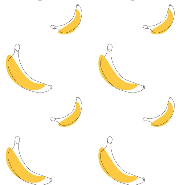 Seamless Pattern Banana White Background Line Art Style Vector Art — Stock Vector
