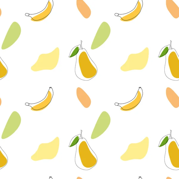 Patrón Fruta Abstracta Vectorial Con Pera Banana Line Art Fondos — Archivo Imágenes Vectoriales