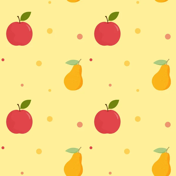 Egyszerű Zökkenőmentes Minta Gyümölcsökkel Vektorillusztráció Almával Körtével — Stock Vector