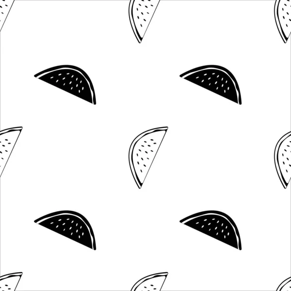 Кусочки Арбуза Изолированы Белом Фоне Бесшовный Шаблон Реалистичные Плоды Технике — стоковый вектор