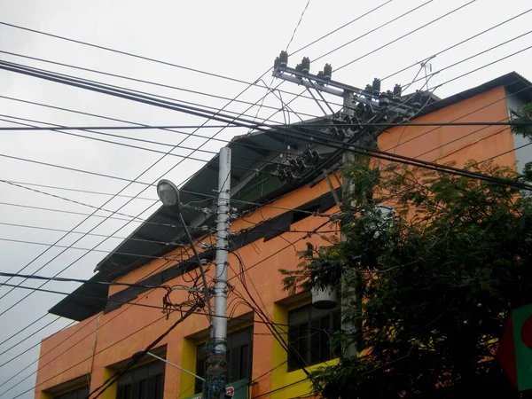 the complexity of the electrical network cables on the highway