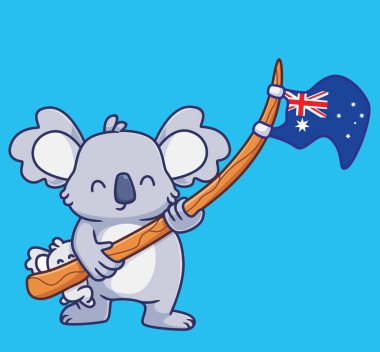 cute koala holding flag national independent day australian