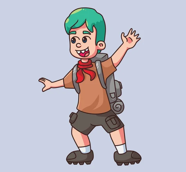 Cute Children Explorer Isolated Cartoon Person Illustration Flat Style Sticker — Image vectorielle