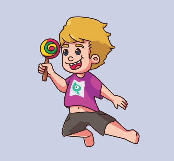 Happy Candy Isolated Cartoon Person Illustration Flat Style Sticker Element — Vetor de Stock