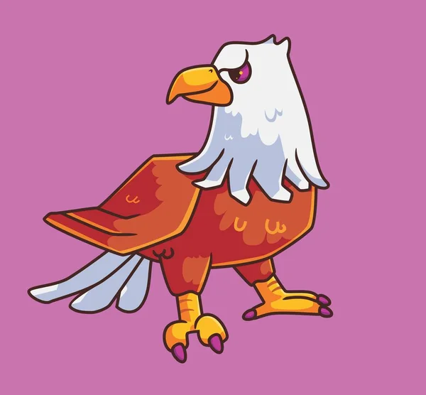 Cute Cartoon Eagle Wise Isolated Cartoon Animal Illustration Vector — Archivo Imágenes Vectoriales
