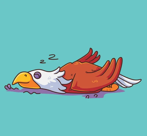 Cartoon Eagle Sleeping Isolated Cartoon Animal Illustration Vector — Archivo Imágenes Vectoriales