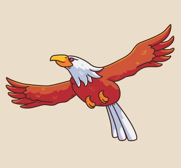 Cute Cartoon Eagle Flying Isolated Animal Illustration Flat Style Sticker — Archivo Imágenes Vectoriales