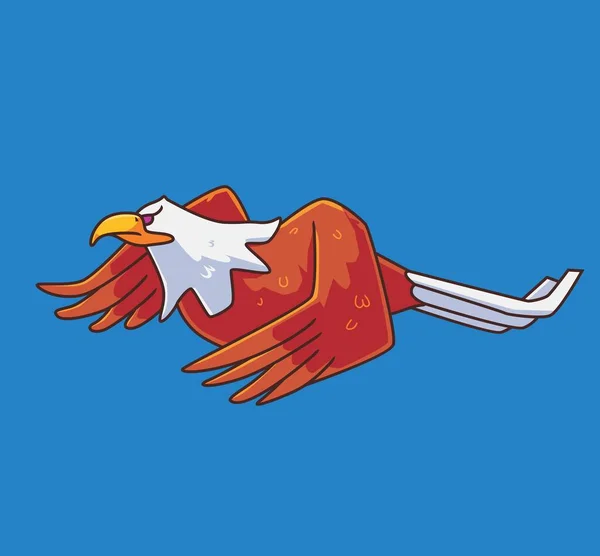 Cartoon Eagle Flying Isolated Animal Illustration Flat Style Sticker Icon — Archivo Imágenes Vectoriales