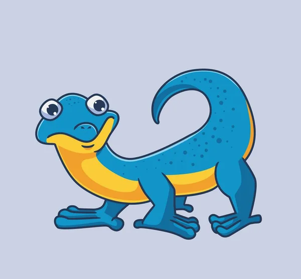 Blue Lizard Isolated Animal Illustration Flat Style Sticker Icon Premium — 스톡 벡터