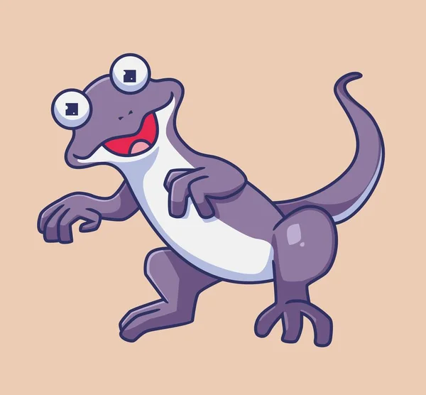 Standing Lizard Purple Isolated Animal Illustration Flat Style Sticker Icon — Stok Vektör