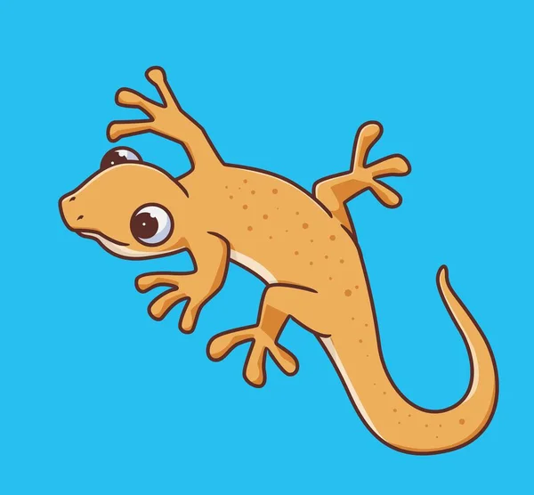 Wall Lizard Yellow Isolated Animal Illustration Flat Style Sticker Icon — 스톡 벡터