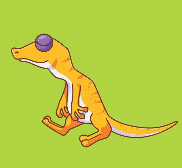 Cute Sleepy Lizard Isolated Animal Illustration Flat Style Sticker Icon — 스톡 벡터