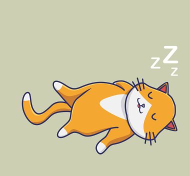 cute cat sleeping relax. cartoon animal nature concept Isolated illustration. Flat Style suitable for Sticker Icon Design Premium Logo vector. Mascot Character