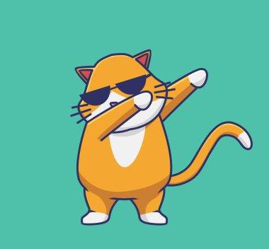 cute dubbing style cat. cartoon animal nature concept Isolated illustration. Flat Style suitable for Sticker Icon Design Premium Logo vector. Mascot Character