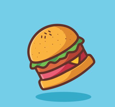cute burger medium size. cartoon food concept Isolated illustration. Flat cartoon Style suitable for Sticker Icon Design Premium Logo vector