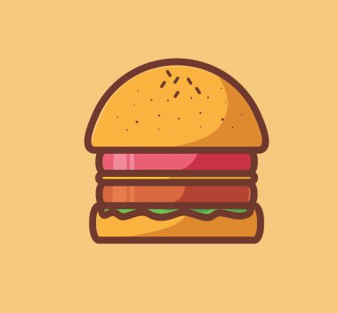 cute burger small. cartoon food concept Isolated illustration. Flat cartoon Style suitable for Sticker Icon Design Premium Logo vector
