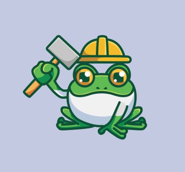 cute worker construction engineering. cartoon animal job concept Isolated illustration. Flat Style suitable for Sticker Icon Design Premium Logo vector. Mascot character