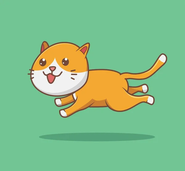 Cute Jumping Cat Animal Isolated Cartoon Flat Style Sticker Web — Wektor stockowy