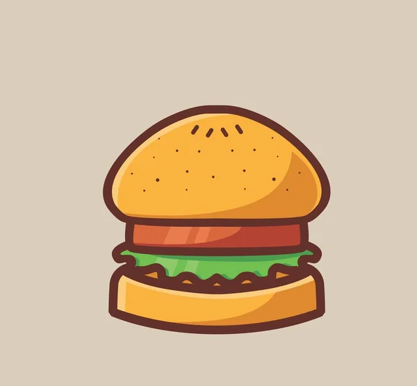 Cute Burger Small Cartoon Food Concept Isolated Illustration Flat Cartoon — Stock vektor