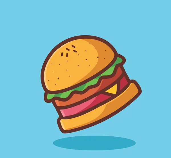 Cute Burger Medium Size Cartoon Food Concept Isolated Illustration Flat — Vettoriale Stock