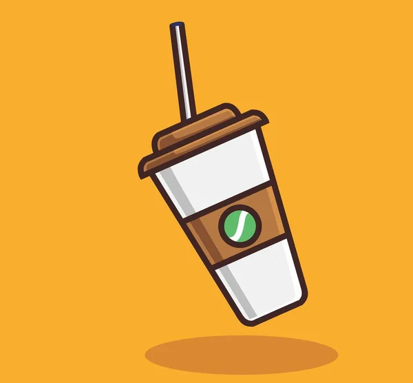 Cute Paper Cup Coffee Take Away Cartoon Drink Concept Isolated — 图库矢量图片