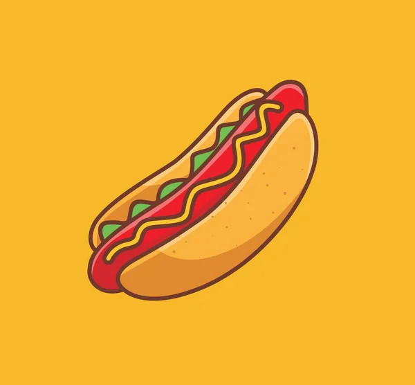 Cute Vegetable Hotdog Meal Cartoon Food Concept Isolated Illustration Flat — Stockvektor