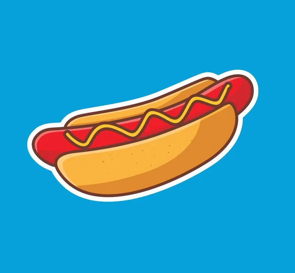 Cute Hotdog Delicious Mayonnaise Cartoon Animal Food Concept Isolated Illustration — Wektor stockowy