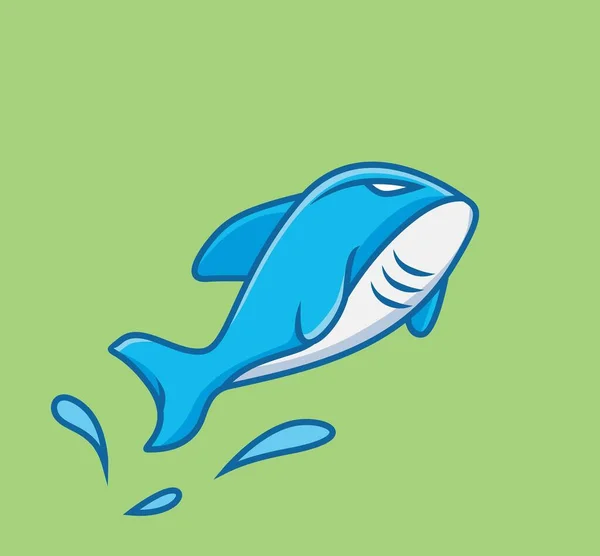 Cute Shark Cartoon Animal Nature Concept Isolated Illustration Flat Style — 스톡 벡터