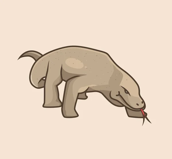 Cute Komodo Dragon Poisonous Saliva Komodo Island Cartoon Animal Nature — Stockový vektor