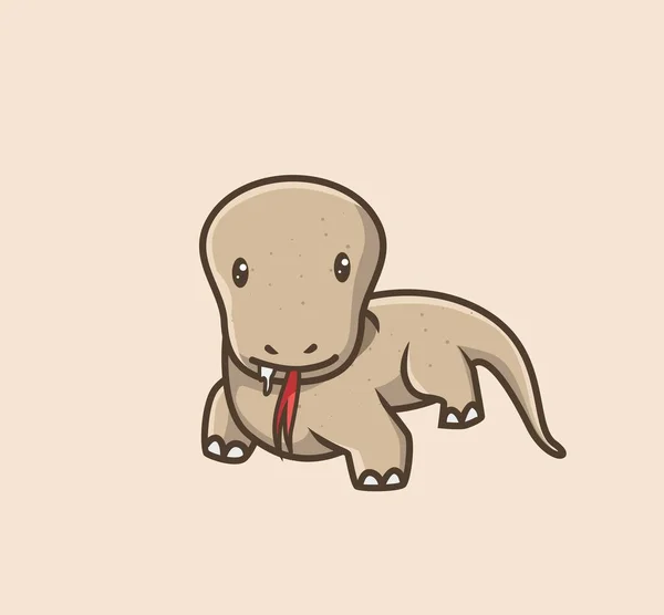 Cute Baby Komodo Bold Cartoon Animal Nature Concept Isolated Illustration — Stock vektor