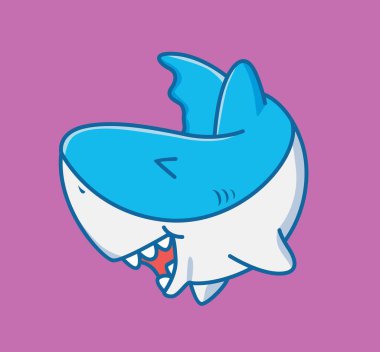cute shark laughing so hard. cartoon animal nature concept Isolated illustration. Flat Style suitable for Sticker Icon Design Premium Logo vector. Mascot Character