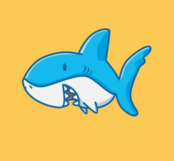 Cute Shark Underwater Cartoon Animal Nature Concept Isolated Illustration Flat — Image vectorielle