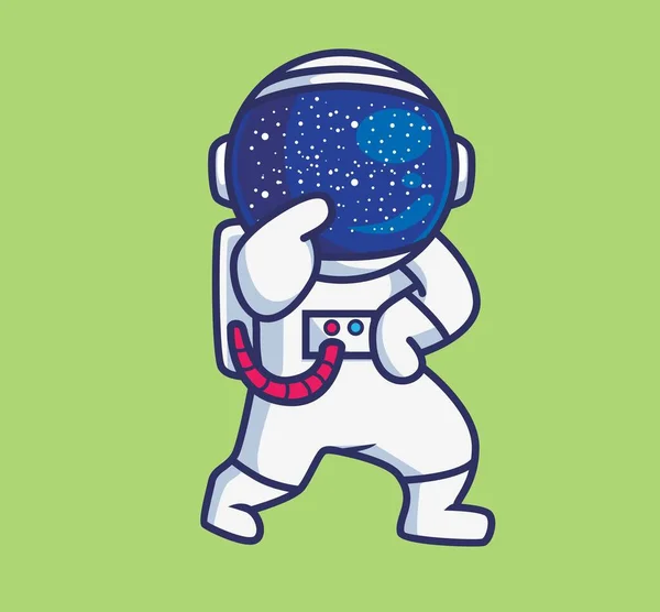 Cute Astronaut Happy Pose Cartoon Person Technology Concept Isolated Illustration — Image vectorielle