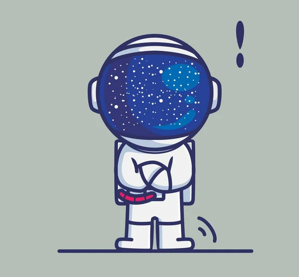 Cute Astronaut Waiting Friend Cartoon Travel Holiday Vacation Summer Concept — 스톡 벡터