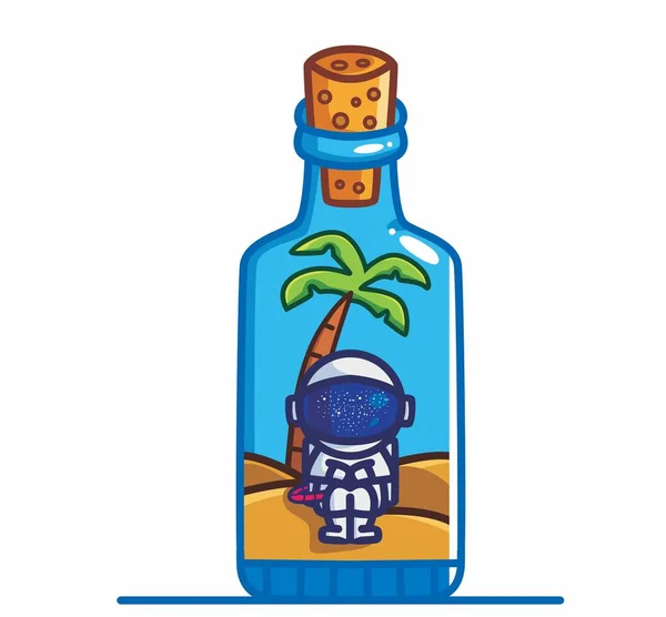 Cute Astronaut Bottle Cartoon Travel Holiday Vacation Summer Concept Isolated Grafiche Vettoriali