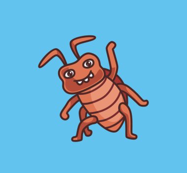 cute cockroach greeting say hello. isolated cartoon animal nature illustration. Flat Style suitable for Sticker Icon Design Premium Logo vector. Mascot Character