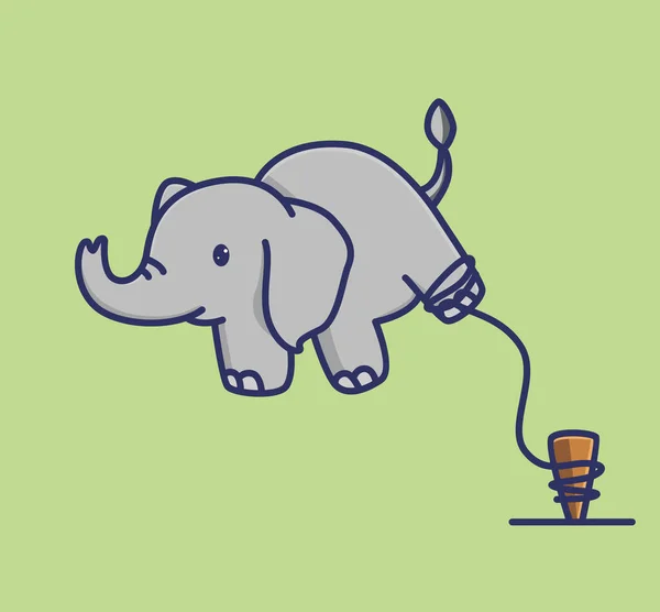 Cute Baby Elephant Zero Gravity Animal Flat Cartoon Style Illustration —  Vetores de Stock