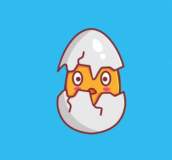 Cute Hatching Egg Chicks New Born Animal Cartoon Isolated Flat — Wektor stockowy