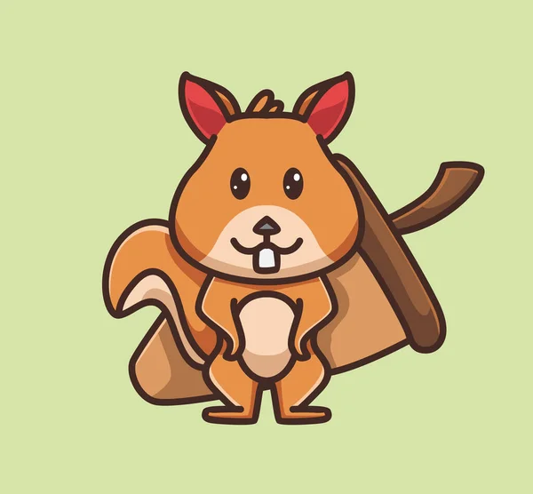 Cute Squirrel Giant Nut Animal Flat Cartoon Style Illustration Icon — Vettoriale Stock