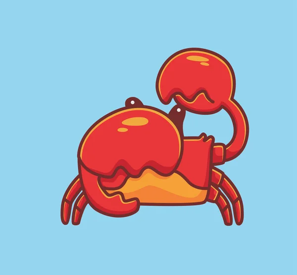 Cute Crab Protect Himself Cartoon Animal Nature Concept Isolated Illustration — Vetor de Stock