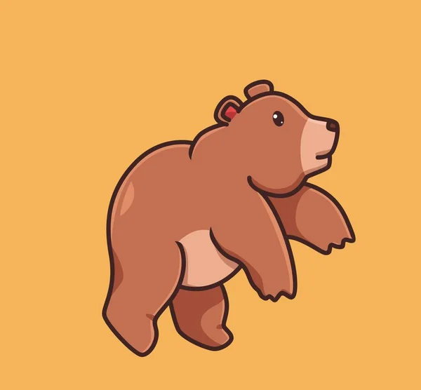 Cute Grizzly Bear Brown Jumping Cartoon Animal Nature Concept Isolated — Stockvektor