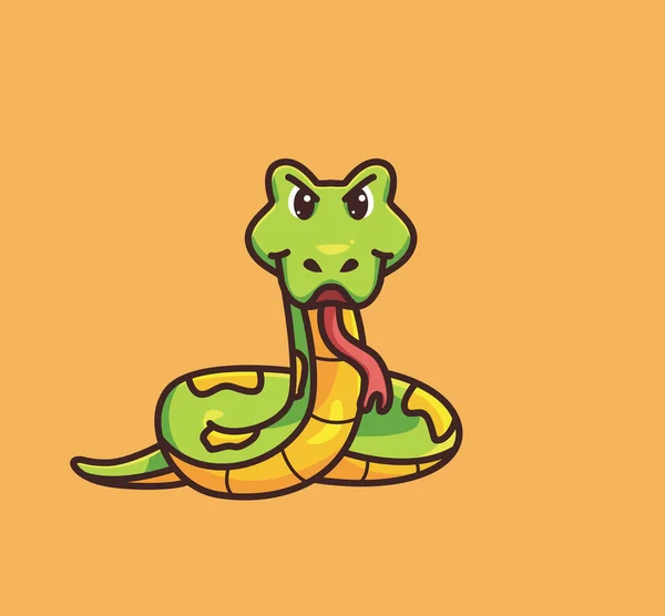 Cute Snake Stand Ready Attack Cartoon Animal Nature Concept Isolated — Vector de stock