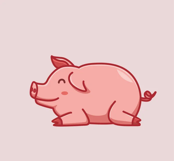 Cute Pig Sleeping Lazy Cartoon Animal Nature Concept Isolated Illustration — Wektor stockowy