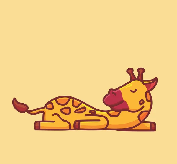Cute Giraffe Sleeping Ground Cartoon Animal Nature Concept Isolated Illustration — 스톡 벡터