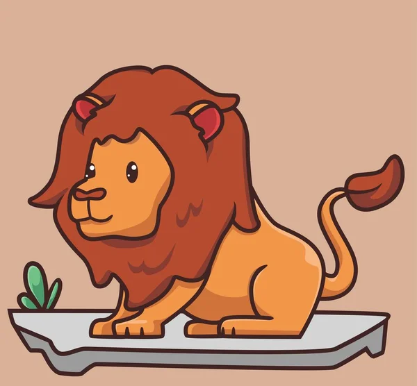 Cute Lion Sitting Ground Cartoon Animal Nature Concept Isolated Illustration — Stockvector