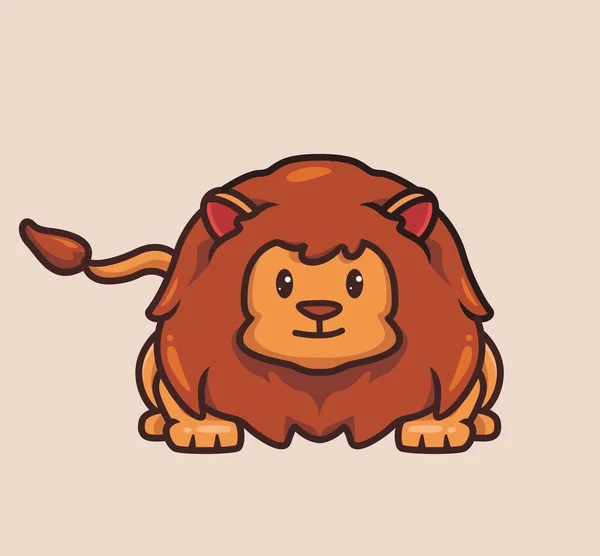 Cute Lion Hunter Cartoon Animal Nature Concept Isolated Illustration Flat — Stockvector