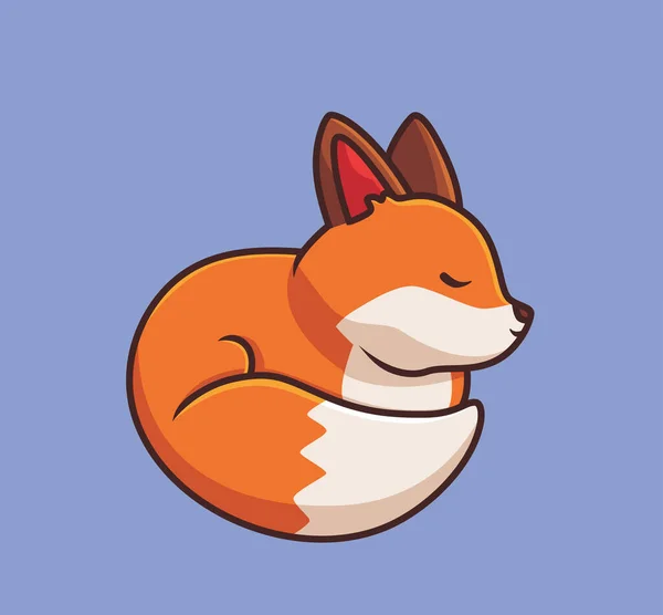 Cute Red Fox Sleeping Cartoon Animal Autumn Season Concept Isolated —  Vetores de Stock