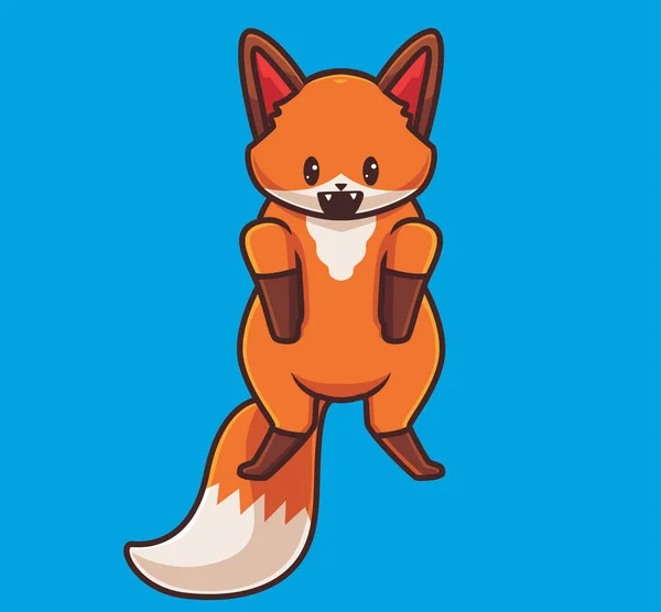 Cute Fox Jumping Isolated Cartoon Animal Nature Concept Illustration Flat — Archivo Imágenes Vectoriales
